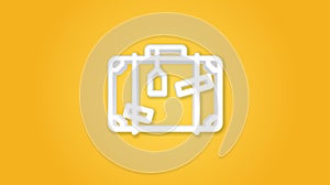 luggage, suitcase, travel bag whith stickers 3d realistic line icon. vector illustration