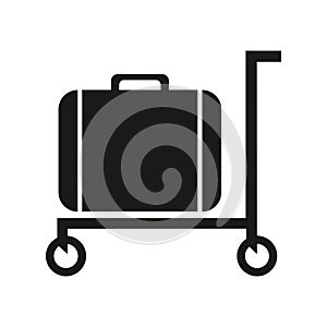 Luggage trolley solid icon. Baggage on a tray vector illustration isolated on white.