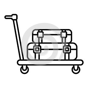 Luggage trolley with travel bags icon outline vector. Delivery security