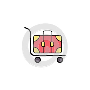 Luggage trolley vector icon sign symbol