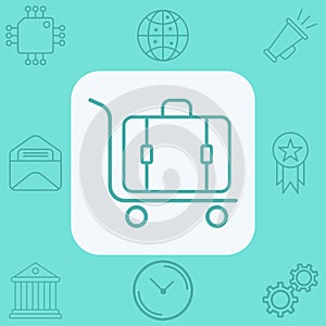 Luggage trolley vector icon sign symbol