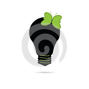 Lugtbulb with buttterfly green illustration photo