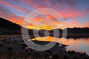 Lugu lake caohai sunset photo