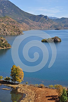 Lugu Lake scenic area, beautiful lake in Chinaï¼ŒThe boat, waterfowl