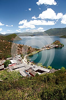 Lugu lake scenic in Lige viewing platform, Lugu Lake Lige IslandChina