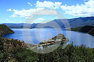 Lugu lake scenic in Lige viewing platform, Lugu Lake Lige IslandChina