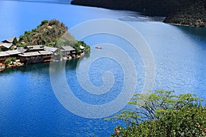 Lugu lake scenic in Lige viewing platform, Lugu Lake Lige IslandChina