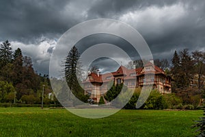 Luhacovice spa town in cloudy spring day in Moravia region