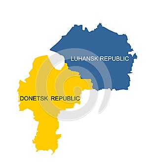 Luhansk and Donetsk peoples Republic map vector silhouette illustration isolated on white photo