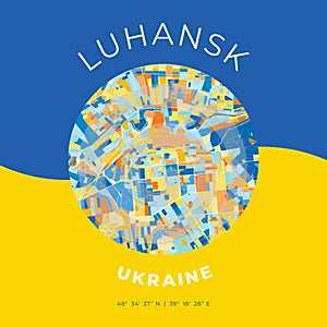Luhansk, Ukraine, patriotic map print template photo