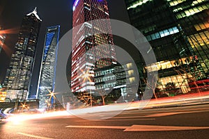 Lujiazui Finance&Trade Zone of modern urban architecture backgrounds at night