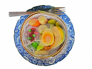 Luk Chup or Look Choop , colorful food like Thai dessert , made from mung-bean flour and agar