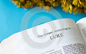 Luke Gospel from Holy Bible Book inspired by God and Jesus Christ
