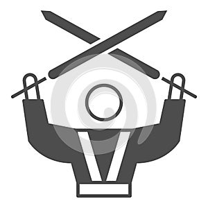 Luke Skywalker with swords solid icon, star wars concept, jedi with lightsaber vector sign on white background, glyph