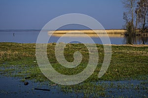 Lukoml lake in Belarus. Spring landscape
