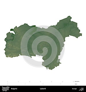 Lukovit, Bulgaria, isolated on white. Physical