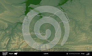 Lukovit outlined, Bulgaria. Physical