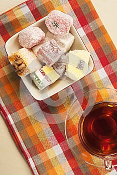 Lukum assort and tea