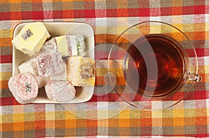 Lukum assort and tea