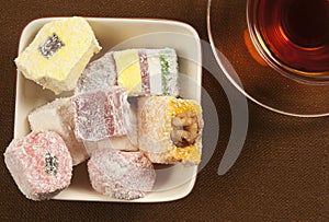 Lukum assort and tea