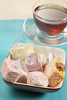 Lukum assort and tea