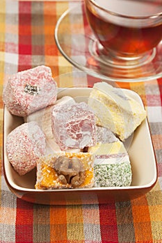 Lukum assort and tea