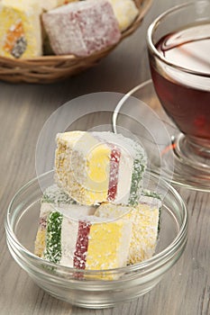 Lukum assort and tea