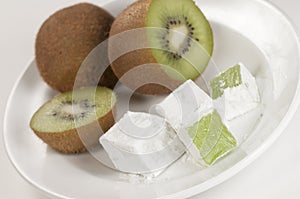 Lukum (Turkish Delight) with kiwi fruit