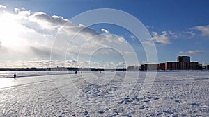 Lulea iceroad on a winter day in Sweden photo
