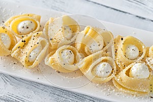 Lumaconi pasta stuffed with bocconcini
