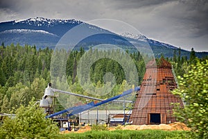 Lumber mill in a small town