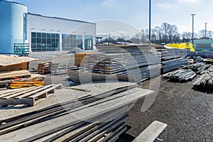 Lumber Stacked At Construction Site