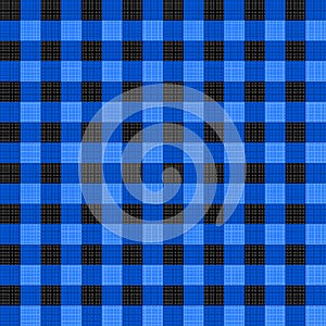 Lumberjack buffalo check plaid seamless pattern. Black and blue. Four tiles here.
