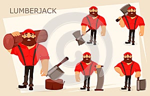 Lumberjack. Handsome logger. Cartoon character photo