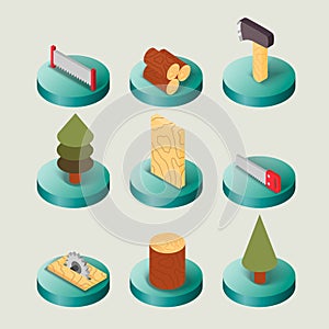 Lumberjack flat isometric set