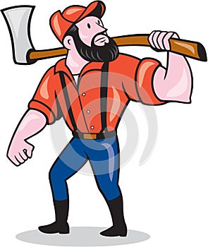 LumberJack Holding Axe Cartoon