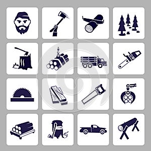 Lumberjack icon set photo