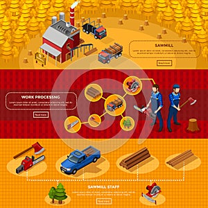 Lumberjack Isometric Horizontal Banners
