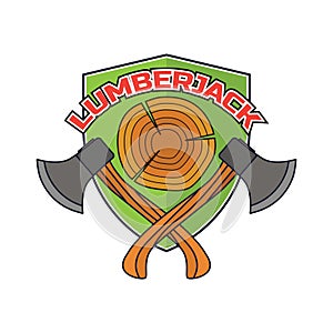 Lumberjack logo for carpenter concept, vector illustration