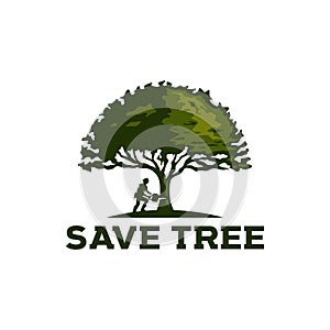 lumberjack Oak Tree logo vintage