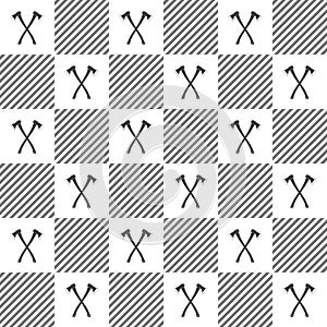 Lumberjack plaid pattern with axes