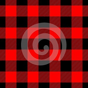 Lumberjack plaid pattern in red and black. Seamless vector pattern. Simple vintage textile design