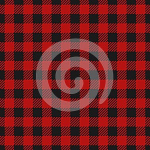 Lumberjack plaid seamless pattern flannel, Alternating dark red and black squares checkered background. Scottish cage photo