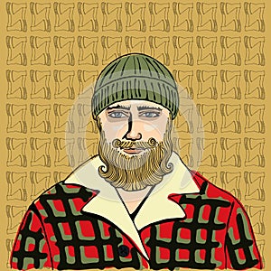 Lumberjack portrait vector.