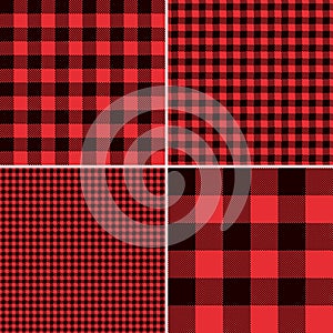 Lumberjack Red Buffalo Check Plaid and Square Pixel Gingham Patterns