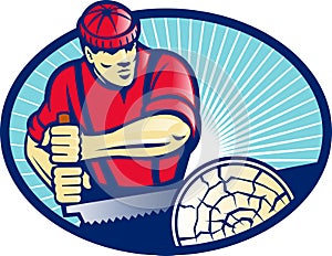 Lumberjack Sawyer With Cross-cut Saw