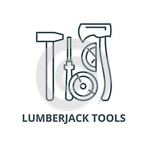 Lumberjack tools vector line icon, linear concept, outline sign, symbol