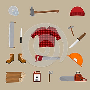 Lumberjack vector icon set.