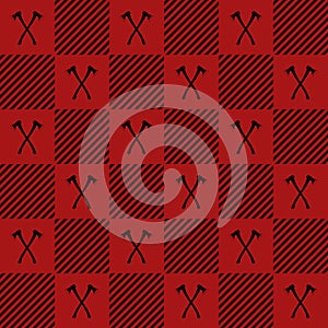 Lumberjack vector plaid pattern with axes
