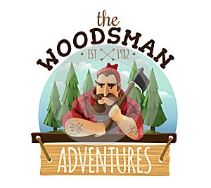 Lumberjack Woodsman Adventures Logo Icon